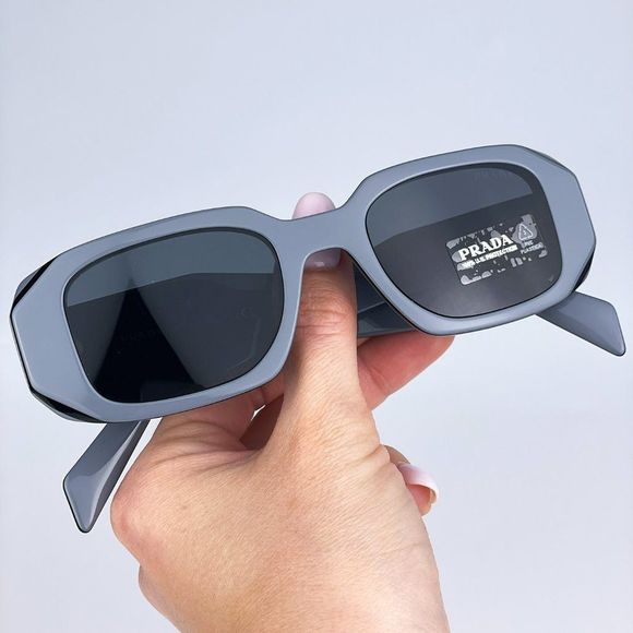 Prada PR17WS 11N09T Sunglasses Marble Gray Graphite Black Rectangle Unisex - Picture 5 of 14